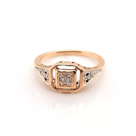 Estate $300 10K Rose Gold Diamond Ring